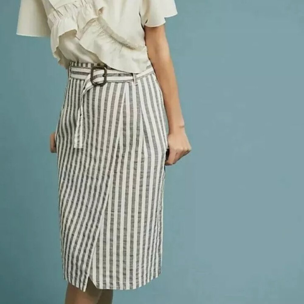 Anthropologie Striped Midi Pencil Skirt Size 2